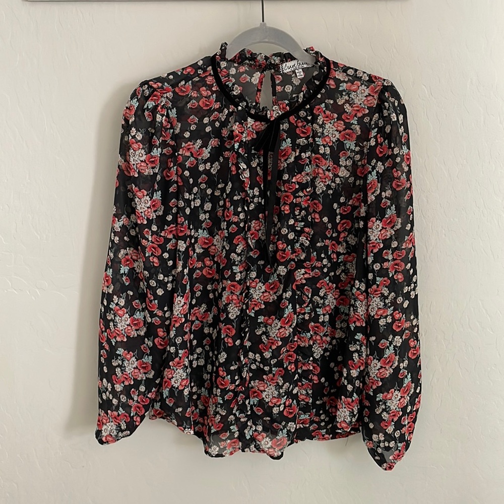 Floral Long Sleeved Mock Neck Top